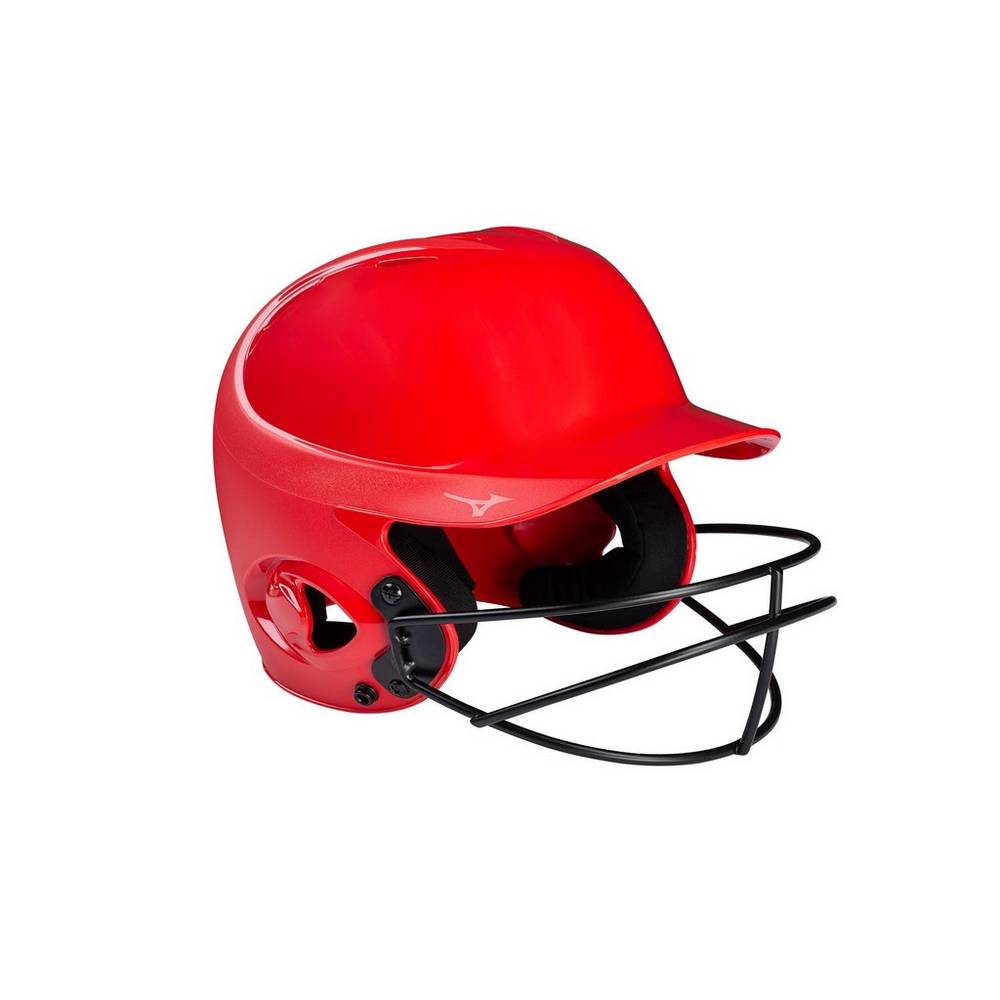 Mizuno MVP Series Solid Batting Helmet with Fastpitch Softball Mask - Bayan Kask - Kırmızı Türkiye (